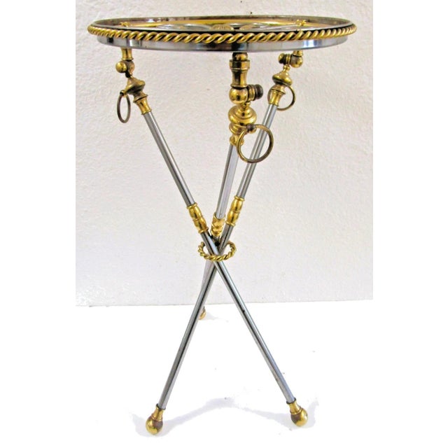 Brass Italian Neoclassical Tripod Drinks Table Nickel and Brass 20th Century For Sale - Image 8 of 18