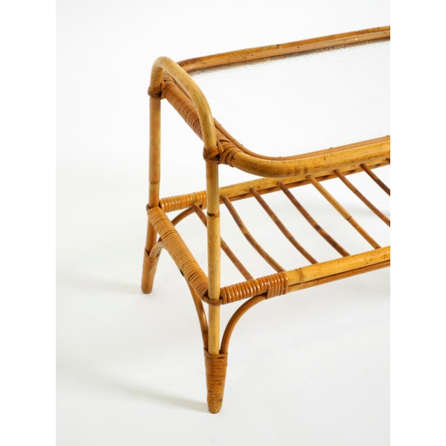 Italian Bamboo Side Table with Iced Glass Top, 1960s For Sale - Image 12 of 18