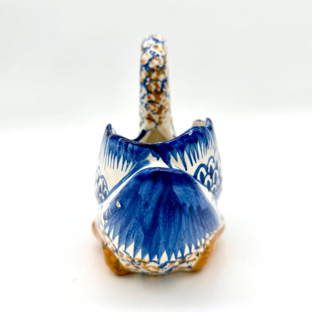 Antique Quimper Hand Painted Swan Jardiniere For Sale In Austin - Image 6 of 10