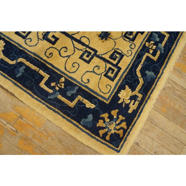 Beige 1920s Beige Geometric Antique Pair of Chinese Peking Carpets 3' X 5'10'' Knotted Wool Rugs For Sale - Image 8 of 9
