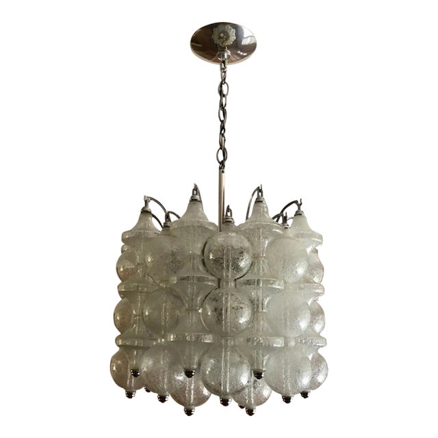 1960s Mid-Century Bubble Glass Tulipan Kalmar Murano Chandelier For Sale