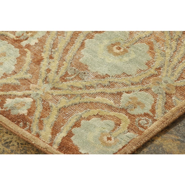 Contemporary Block Print Floral Vine Natural Silk Runner by Rug & Kilim, India For Sale In New York - Image 6 of 8