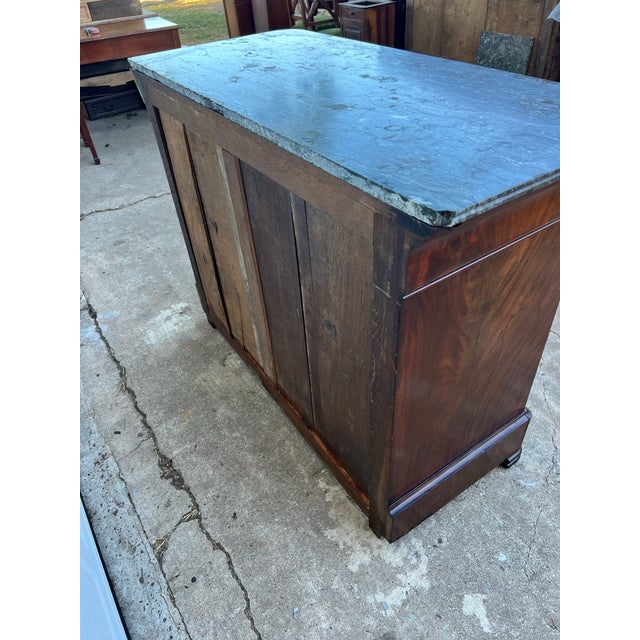 Brass French 19th Century Louis Philippe Flame Mahogany Marble Top Commode For Sale - Image 8 of 12