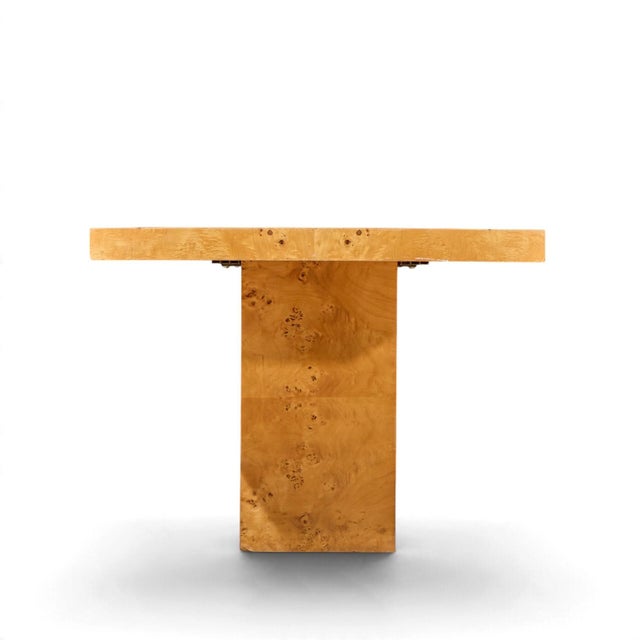 Thayer Coggin Milo Baughman for Thayer Coggin Mid Century Burlwood Expanding Dining Table With 2 Leaves For Sale - Image 4 of 13
