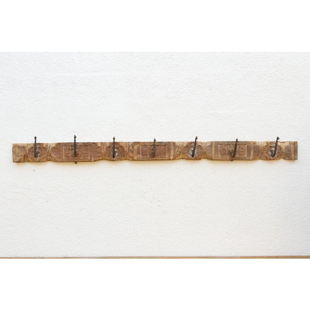 Indian Carved Lotus Flower Wall Hook For Sale - Image 3 of 7