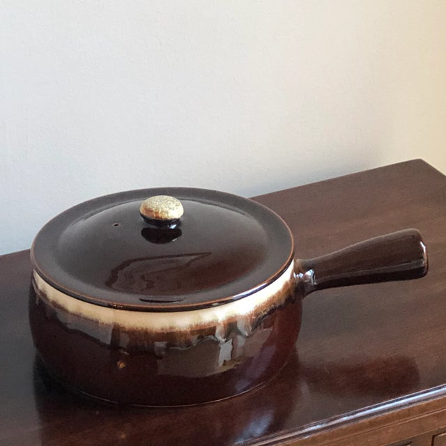 Mid-20th Century Covered Stoneware Casserole Dish With Handle For Sale - Image 4 of 12