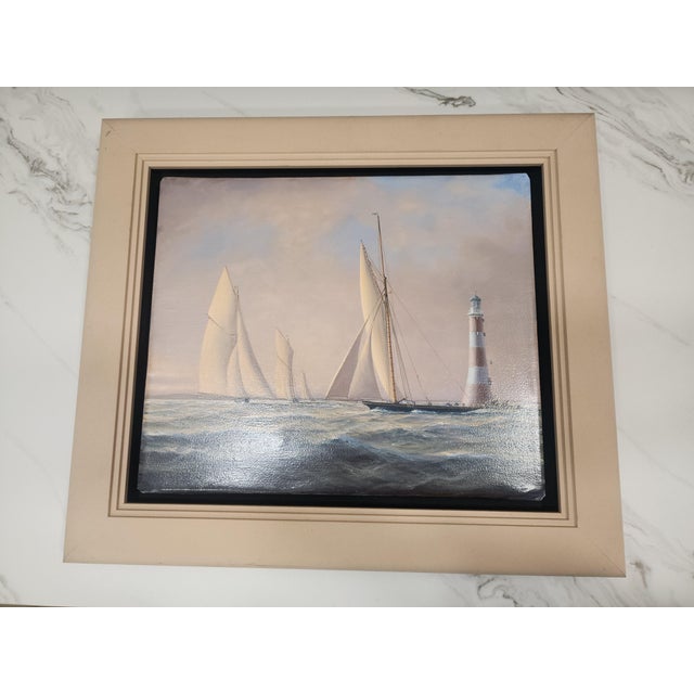 1990s Original Tim Thompson Maritime Painting Plymouth Hoe, Meadows Tower For Sale - Image 9 of 10