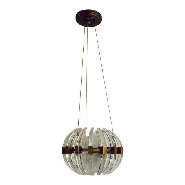 Currey & Company Modern Small Brass and Glass Coquette Chandelier For Sale