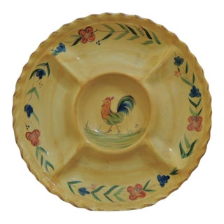 Vintage Handpainted Rooster Serving Platter For Sale