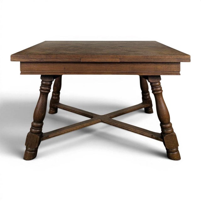 Wood Swiss Oak Table with Italian Extension For Sale - Image 7 of 7