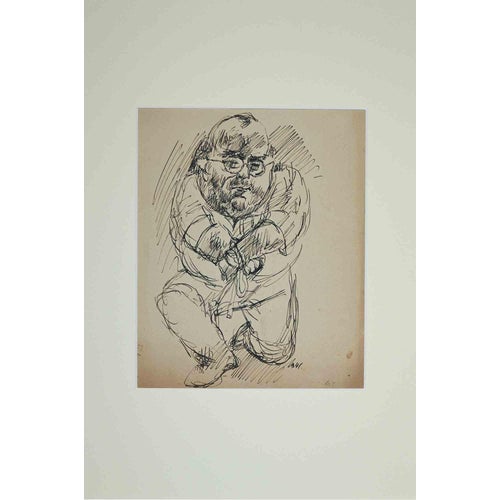 Alfredo Mezio, Figures, 1941, Ink on Paper For Sale