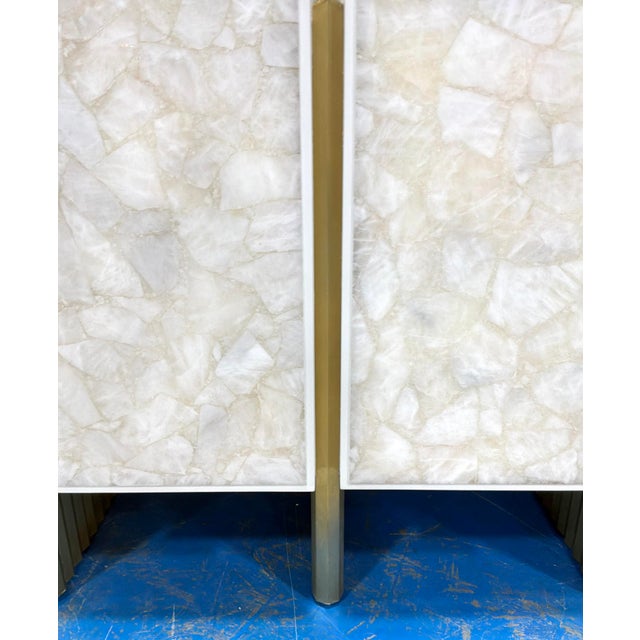 2020s Baker Modern Quartz White and Brass Kira Credenza For Sale - Image 5 of 5