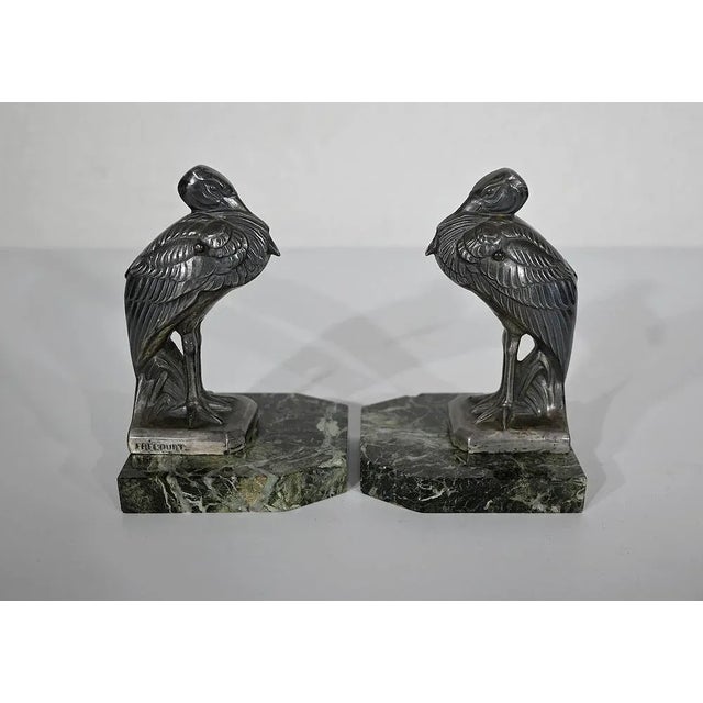 Art Deco Heron Bookends by Maurice Frécourt, 1920s, Set of 2 For Sale - Image 3 of 13