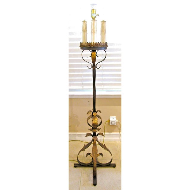 2000 - 2009 Fine Art Lamps Handcrafted Castile Collection Wrought Iron Floor Lamp With Shade For Sale - Image 5 of 15