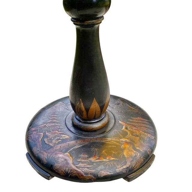 An outstanding antique lacquered, hand painted and hand crafted chinoiserie Chinese Export floor lamp, made for the...