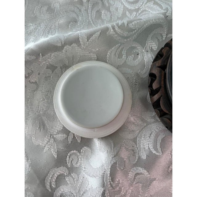 Ceramic Vintage Jingdezhen Famille Rose Porcelain Ginger Jar & Stand - Bird & Floral 5" For Sale - Image 7 of 8