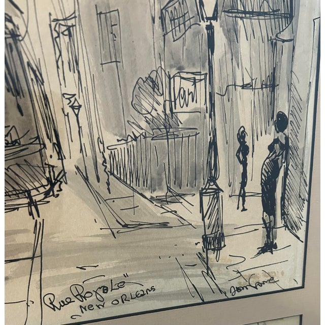 Illustration 1960s Vintage New Orleans Watercolor Street Scenes - Tom Lane, Streetcar Named Desire For Sale - Image 3 of 9