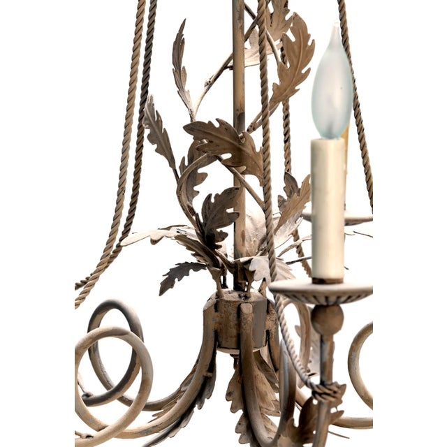 Italian 1980s Metal Oak Leaf Chandelier For Sale - Image 3 of 5
