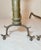 Pair of Turned 18th Century Peened Brass Wrought Iron Georgian Andirons 1700's For Sale - Image 11 of 12