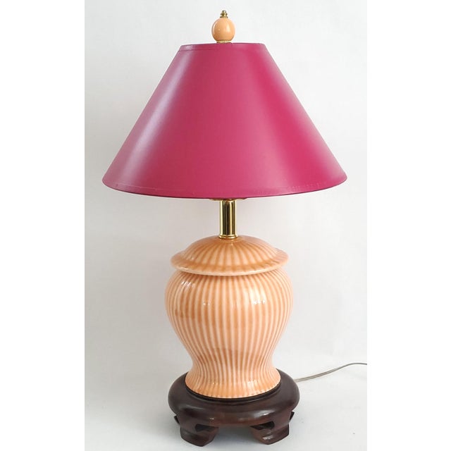 Coastal Pink Ginger Jar Lamp & Shade For Sale - Image 9 of 9