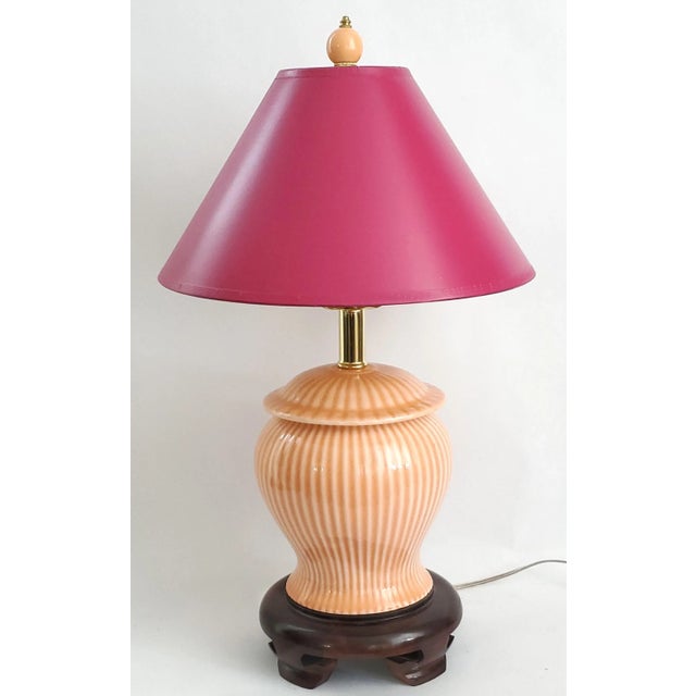 Lamp Pink Ginger Jar & Shade For Sale - Image 9 of 9