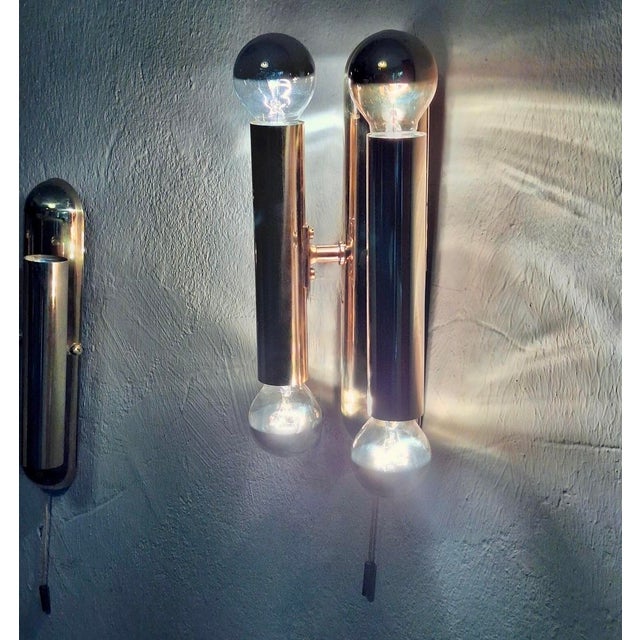 Gold Mid-Century Italian Brass Four-Light Wall Lamps, 1960s, Set of 2 For Sale - Image 8 of 10