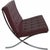 Ludwig Mies van der Rohe Barcelona chair upholstered in burgundy colored leather and with a steel frame. The chair is from...