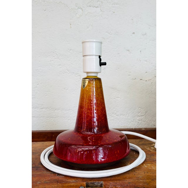 Mid-Century Modern Red Volcanic Glazed Table Lamp by Michael Andersen & Son for Søholm, 1960s For Sale - Image 3 of 9