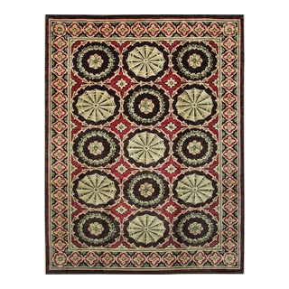 12'6"x16 Giselle Violet Red Floral Traditional Flatweave Wool Carpet Rug For Sale