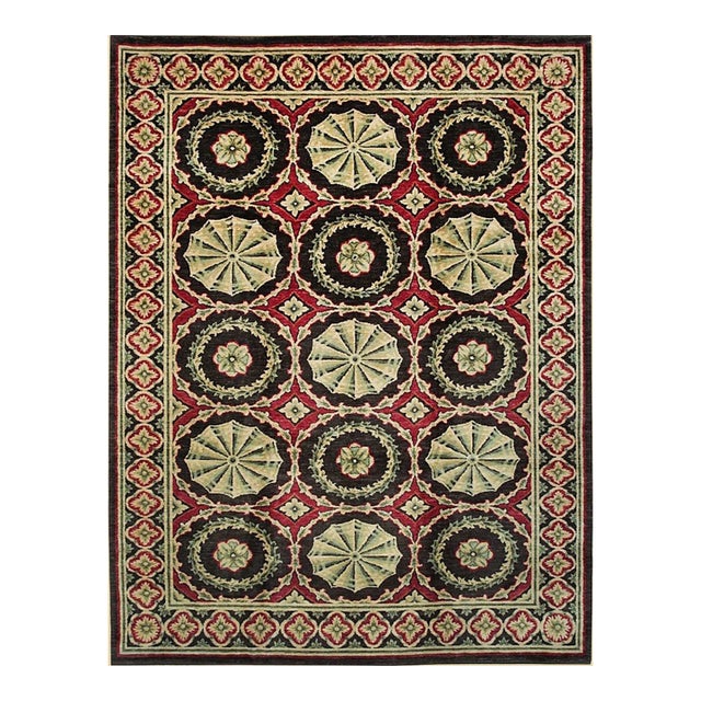 12'6"x16 Giselle Violet Red Floral Traditional Flatweave Wool Carpet Rug For Sale
