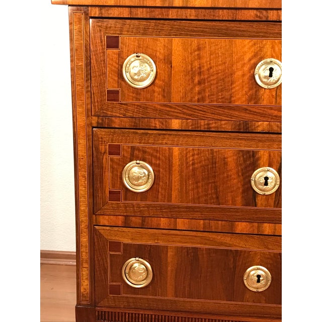 Brown Small Louis XVI Chest of Drawers, Cube Marquetry, Germany 1780 For Sale - Image 8 of 10