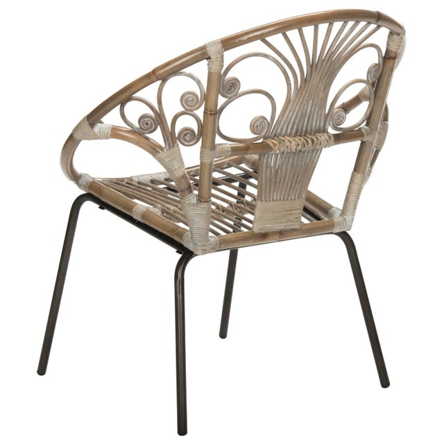 Rattan Accent Chair in Grey Whitewash For Sale - Image 4 of 9