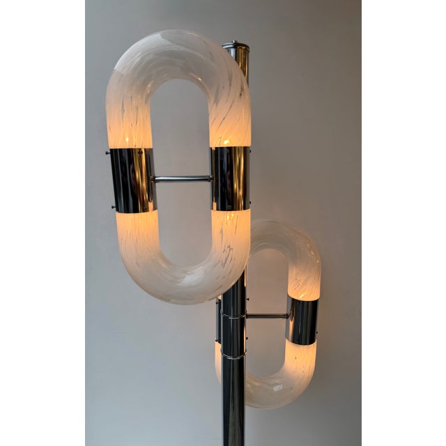 Metal Chain Floor Lamp Murano Glass by Aldo Nason for Mazzega, Italy, 1970s For Sale - Image 9 of 12