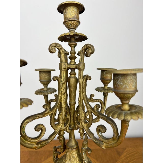 Gold Vintage French Style Candleholders, Set of 2 For Sale - Image 8 of 14