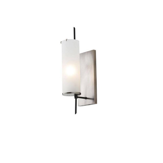 This one-light wall sconce combines vintage silver with frosted glass and bronze to create a sophisticated and modern...