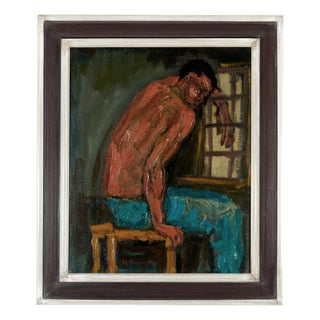 Frank Tempesta, Seated Male Nude Figure, 1970s, Oil on Canvas, Framed For Sale