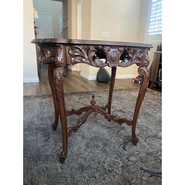 Early 20th Century Louis XV Revival Carved Walnut Occasional Table For Sale - Image 4 of 6