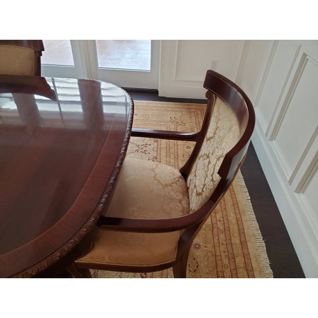John Widdicomb John Widdicomb Regency Style Burl Walnut Double Pedestal Dining Table For Sale - Image 4 of 11