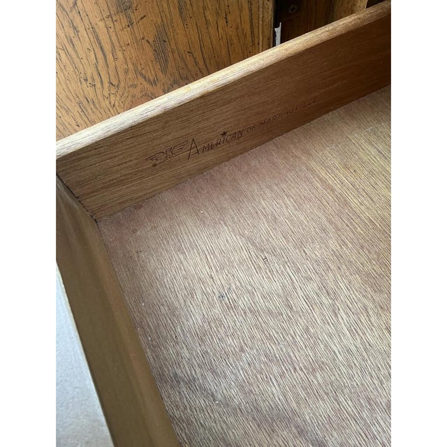 Late 20th Century Vintage American of Martinsville Chevron Wood Credenza For Sale - Image 5 of 13