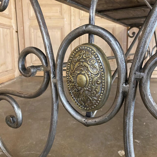 Mid-Century French Painted Oak and Wrought Iron Dining Table For Sale - Image 11 of 13