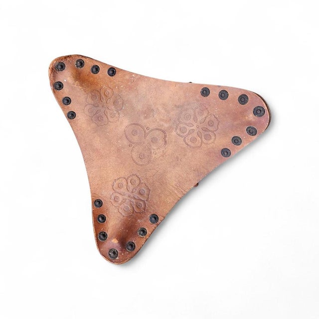 Vintage Tooled Leather Tripod Chairs, Set of 2 For Sale - Image 11 of 18