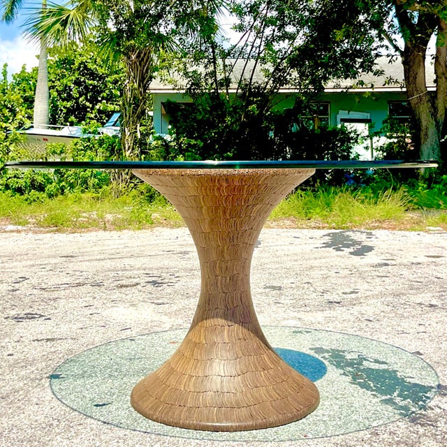 Vintage Boho Coconut Shell Pedestal Dining Table For Sale In West Palm - Image 6 of 12