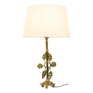 Art Nouveau Style Floral Table Lamp in Brass, 1950s For Sale