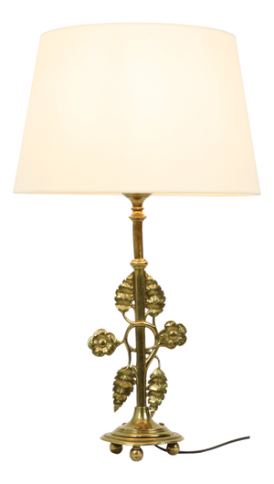 Art Nouveau Style Floral Table Lamp in Brass, 1950s