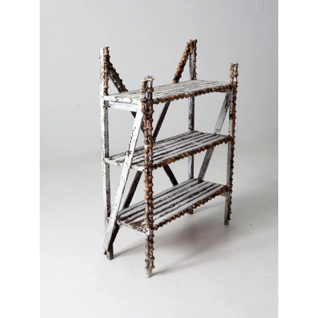 Shabby Chic Antique Spool Art Shelf For Sale - Image 3 of 11