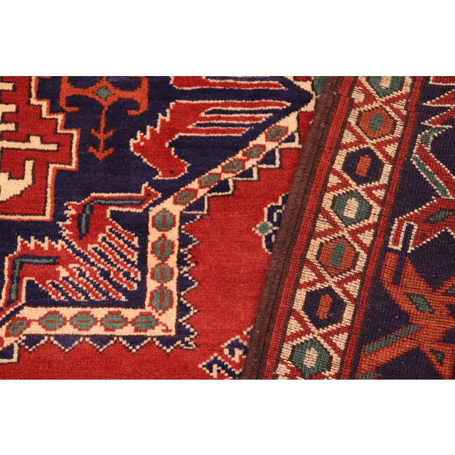 Blue Bohemian Kargahi 1980's Rust/Blue Wool Rug - 6'4'' X 8'10'' For Sale - Image 8 of 10