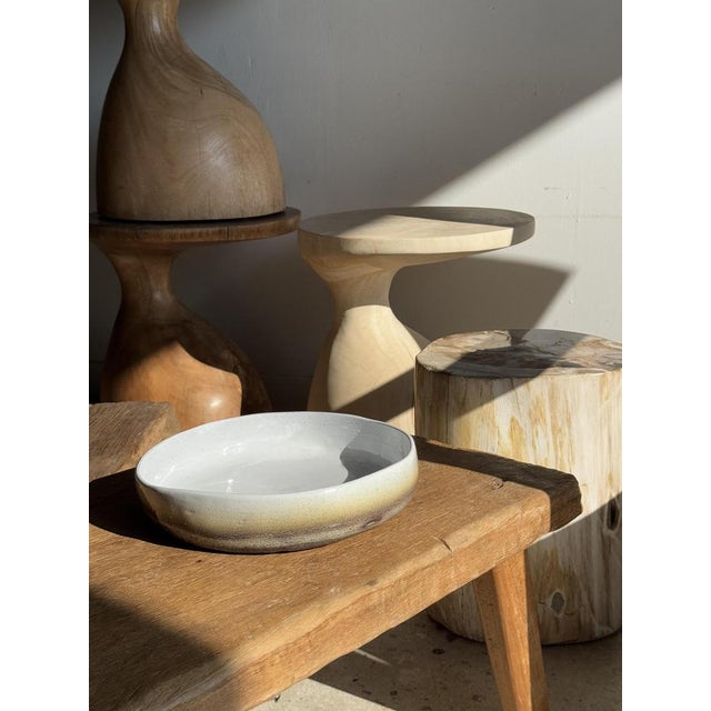 Large White and Earth Ceramic Dish For Sale - Image 14 of 18