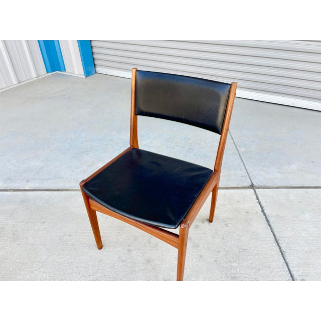 1960s Danish Modern Teak & Vinyl Dining Set of 6 For Sale - Image 11 of 12