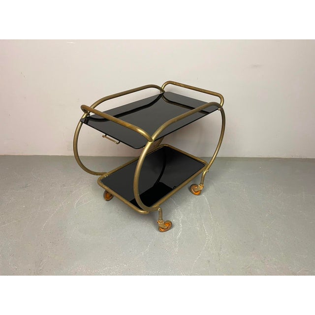Mid-Century Brass and Black Glass Bar Trolley from Grünstadt, Germany, 1950s For Sale - Image 13 of 18