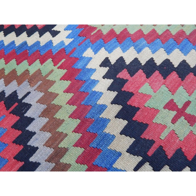 1960s Turkish Blue Wool Diamond Kilim Rug 2'11" X 4'2" For Sale In Philadelphia - Image 6 of 11